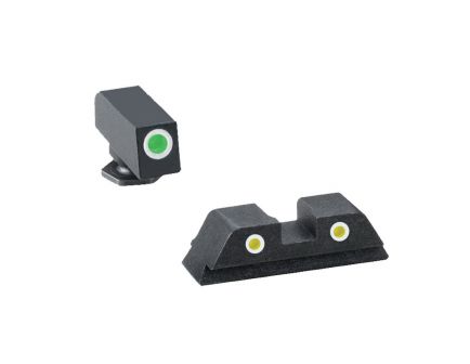AmeriGlo Classic Self-Luminous 3 Dot Night Sight Set for Glock 17 Pistol, Green with White Outline Front, Yellow with White Outline Rear - GL115