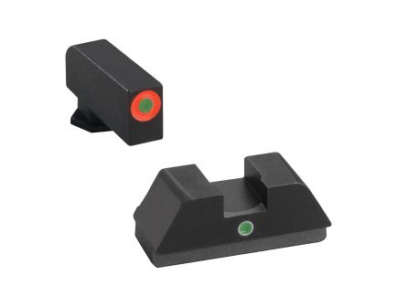 AmeriGlo I-Dot Front/Single Dot Rear Night Sight Set for Glock 42, 43 Pistols, Green with Orange Outline Front, Green Rear - GL205