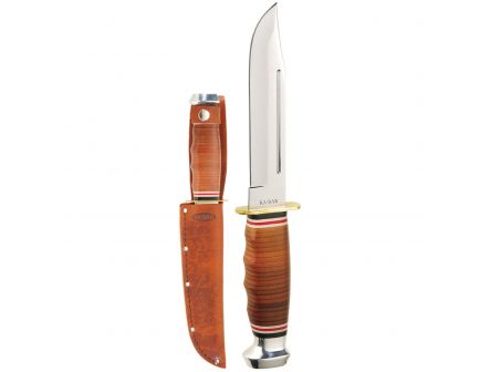 KA-BAR Marine Hunter Clip Point Fixed Blade Knife, 5.875", Brown - 1235