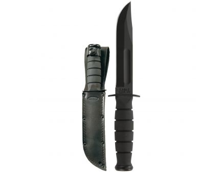 KA-BAR Clip Point Short Fixed Blade Knife, 5.25", Black - 1256