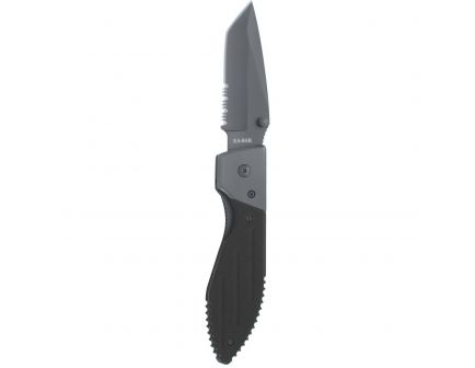 KA-BAR Warthog Tanto Folder Knife, 3", Partially Serrated Edge, Black - 3075