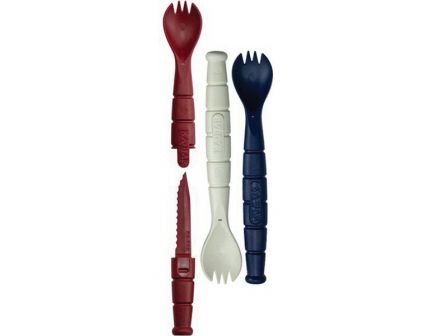 KA-BAR All-American Clip Point Spork w/ Hidden Fixed Blade Knife, 2.5", Red, White and Blue - 9909USA