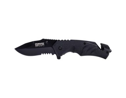 CampCo Humvee Tactical Recon Folding Knife w/ Spring Assist, 3", Black - HMVKTR15