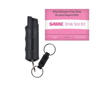Sabre Personal Protection Key Case Pepper Spray and Drink Test Kit, 0.54 oz, Black - GNO-BK