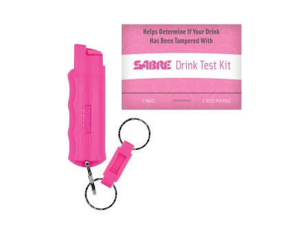 Sabre Personal Protection Key Case Pepper Spray and Drink Test Kit, 0.54 oz, Pink - GNO-PK