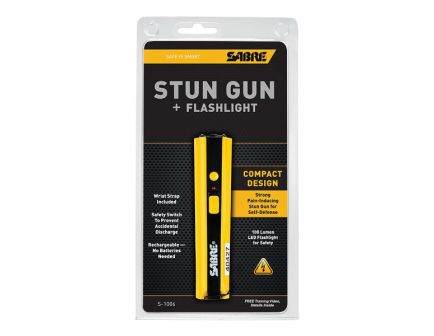 Sabre 0.845 uC Concealable Stun Gun w/ Stop Strap and LED Flashlight, Yellow - S1006YW