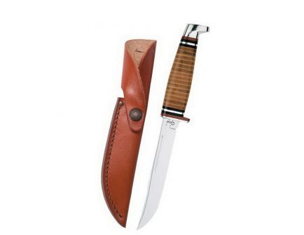 Case Utility Hunter Fixed Blade Knife w/ Knob Cap Leather Sheath, 5" - 00381