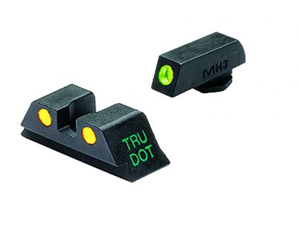 Meprolight Tru-Dot Front/Rear Night Sight Set for Glock 17, 19-23 Pistol, Green Yellow - ML10224Y