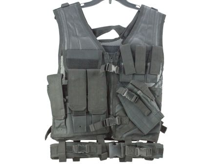 NcStar Tough PVC/Mesh Webbing MED-2XL Tactical Vest, Black - CTV2916B