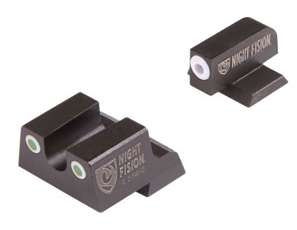 Night Fision Night Sight Set for Canik TP9SFx Handguns, Green with White Square Front, Green with White U-Notch Rear - CNK-026-007-WGWG