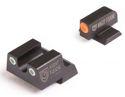 Night Fision Night Sight Set for Canik TP9SFx Handguns, Green with Orange Square Front, Green with White U-Notch Rear - CNK-026-007-OGWG