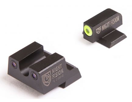 Night Fision Night Sight Set for Canik TP9SFx Handguns, Green with Yellow Square Front, Green with Black U-Notch Rear - CNK-026-007-YGZG