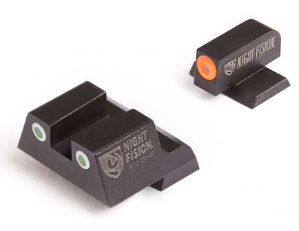 Night Fision Night Sight Set for Canik TP9SF ELITE Handguns, Green with Orange Square Front, Green with White Square Rear - CNK-027-003-OGWG