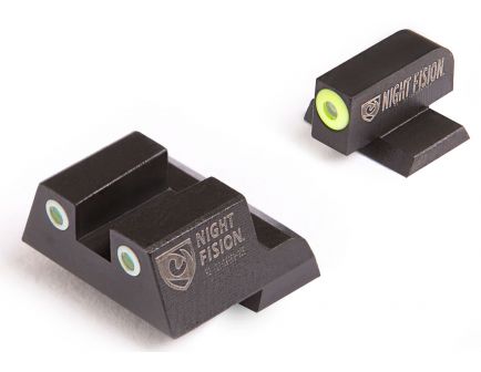 Night Fision Night Sight Set for Canik TP9SF ELITE Handguns, Green with Yellow Square Front, Green with White Square Rear - CNK-027-003-YGWG