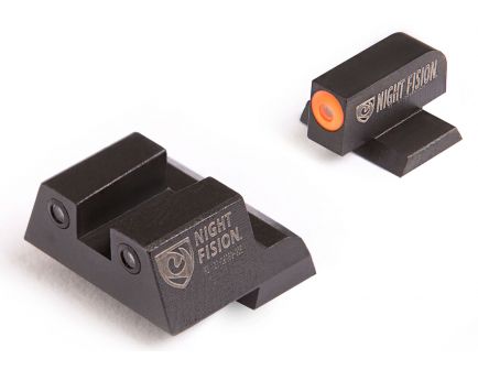 Night Fision Night Sight Set for Canik TP9SF ELITE Handguns, Green with Orange Square Front, Green with Black Square Rear - CNK-027-003-OGZG