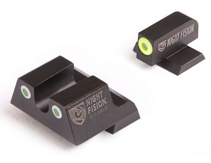Night Fision Night Sight Set for Canik TP9SF ELITE Handguns, Green with Yellow Square Front, Green with White U-Notch Rear - CNK-027-007-YGWG