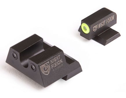 Night Fision Night Sight Set for Canik TP9SF ELITE Handguns, Green with Yellow Square Front, Green with Black U-Notch Rear - CNK-027-007-YGZG