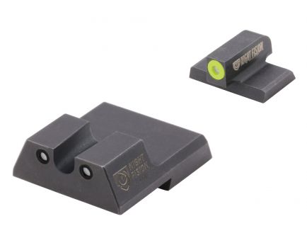 Night Fision Night Sight Set for HK VP9/VP40/P30/P30SK/P30L/45/45 Tactical Handguns, Green with Yellow Square Front, Green with Black U-Notch Rear - HAK-126-007-YGZG