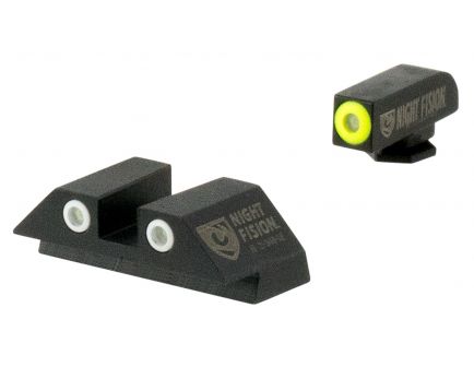 Night Fision Night Sight Set for Glock 42, 43 Pistols, Green with Yellow Square Front, Green with White Square Rear - GLK-003-003-YGWG