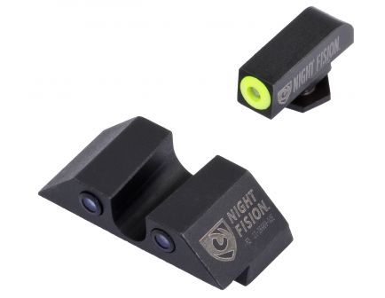 Night Fision Night Sight Set for Glock 42, 43 Pistols, Green with Yellow Square Front, Green with Black U-Notch Rear - GLK-003-007-YGZG