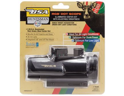 BSA Optics Huntsman 1x30mm Red/Green/Blue Dot Sight - HMRGBD30CP