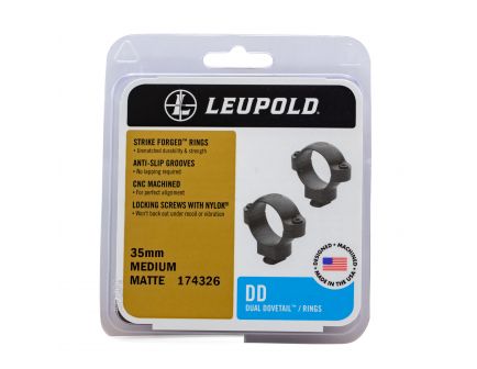 Leupold 35mm Medium Steel 2-Piece Dual Dovetail Scope Ring, Matte Black - 174326