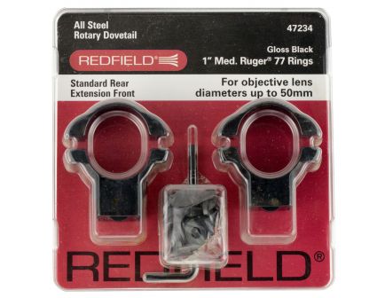 Redfield Ruger 77 1" Medium Steel 2-Piece Scope Ring, Gloss Black - 47234