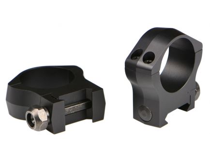 Warne Scope Mounts Mountain Tech 30mm Ultra High 7075 T6 Aluminum 2-Piece Precisioned Scope Ring, Hardcoat Anodized Matte Black - 7217M