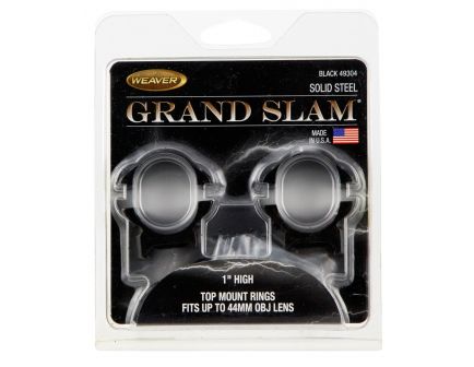 Weaver Grand Slam 1" High Steel 2-Piece Top Mount Scope Ring, Black - 49304