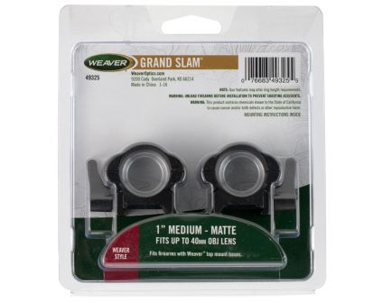 Weaver Lever-Lok 1" High Steel 2-Piece Top Mount Scope Ring, Gloss Black - 49329
