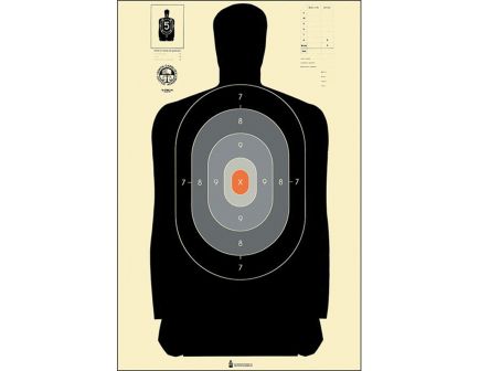 Action Target Law Enforcement 24" x 45" North Carolina Silhouette B-27 Criminal Justice Academy Target, Black/Gray, Orange Center, 100/box - B-27NCJA-100