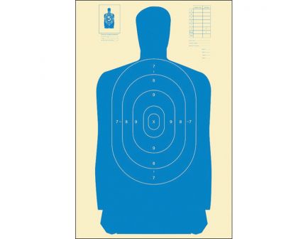Action Target Law Enforcement 24" x 45" Silhouette B-27 Standard Target, Blue, 100/box - B-27S BLUE-100