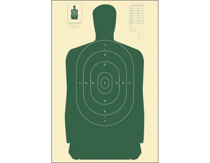 Action Target Law Enforcement 24" x 45" Silhouette B-27 Standard Target, Green, 100/box - B-27S GREEN-100