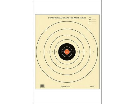 Action Target Law Enforcement 21" x 24" B-8 Bullseye Timed and Rapid Fire Target, Black, Orange Center, 100/box - B-8(P)OC-100
