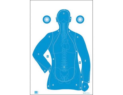 Action Target Law Enforcement 23" x 35" Silhouette B-21E Qualification Target w/ Vital Anatomy, White/Blue, 100/box - F-B21EANT-AV2-100