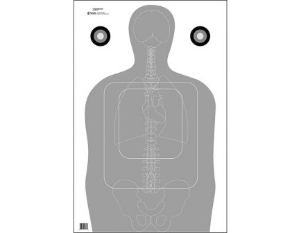 Action Target 23" x 35" Silhouette TQ-15 Qualification Target w/ Vital Anatomy, Black/Gray, 100/box - F-TQ15ANT-AV2-100