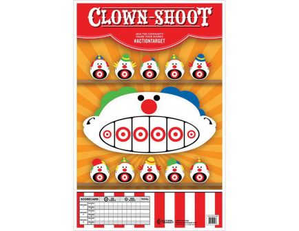 Action Target 23" x 35" Clown-Shoot Target, Multi-Color, 100/box - GS-CARCLWN-100