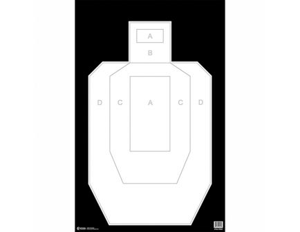 Action Target Law Enforcement 23" x 35" Silhouette High Visibility IPSC/USPSA Target, Black Background, White Target, 100/box - IPSC-PBKB-100