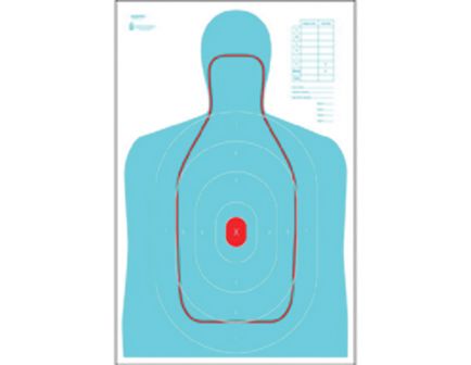 Action Target Law Enforcement 23" x 35" Silhouette B-27E and FBI Q Combination Target, Blue/Red, 100/box - RC-B27E-Q-100