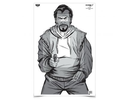 Birchwood Casey EZE-Scorer 23" x 35" Silhouette Bad Guy IPSC Overlay Target, Black/Gray, 100/pack - 37034