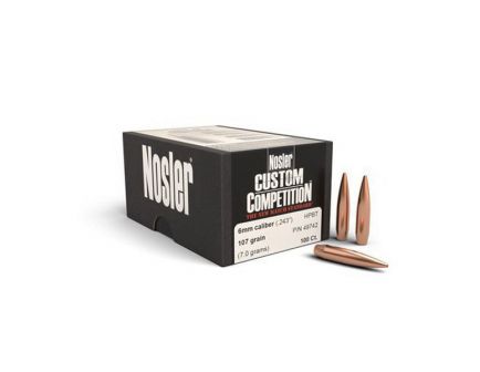 Nosler Custom Competition Match 6mm 107 gr HPBT Rifle Bullet, 100/box - 49742