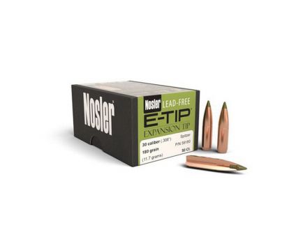 Nosler E-Tip Lead-Free .30 180 gr SBT Rifle Bullet, 50/box - 59180