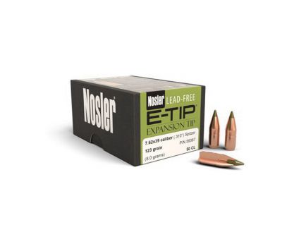 Nosler E-Tip Lead-Free 7.62x39mm 123 gr SBT Rifle Bullet, 50/box - 59387