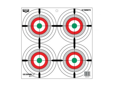 Birchwood Casey EZE-Scorer 12" x 12" Multiple Bullseye Target, Black/Gray/Green/Red/White, 13/pack - 37253