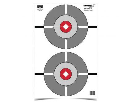 Birchwood Casey EZE-Scorer 12" x 18" Double Bullseye Target, Black/Gray/Red/White, 10/pack - 37207