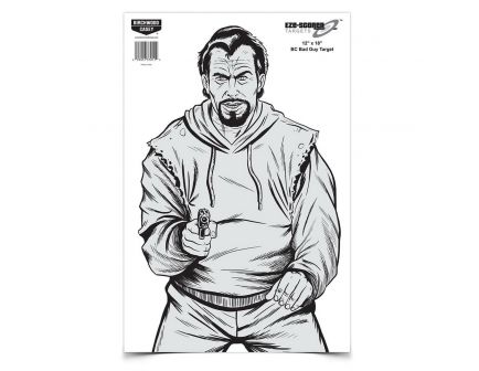 Birchwood Casey EZE-Scorer 12" x 18" Silhouette BC Bad Guy Target, Black/Gray, 10/pack - 37205
