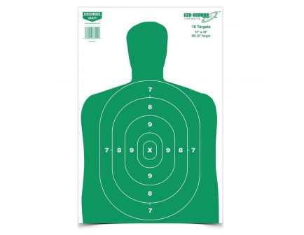 Birchwood Casey EZE-Scorer 12" x 18" Silhouette BC27 Practice Target, Green/White, 10/pack - 37204