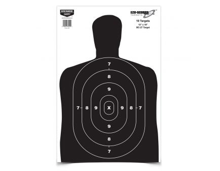 Birchwood Casey EZE-Scorer 12" x 18" Silhouette BC27 Practice Target, Black/White, 10/pack - 37202
