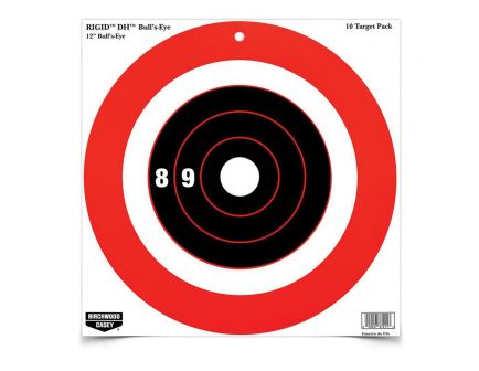 Birchwood Casey Rigid DH 12" x 12" Bullseye Target, Black/Orange/White, 10/pack - 37211