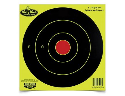 Birchwood Casey Dirty Bird 8" Non-Adhesive Bullseye Target, Yellow/Black, 8/pack - 35908